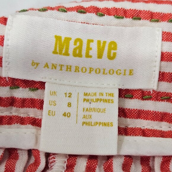 NWT! Maeve Anthropologie Red White Seersucker Midi Slit Skirt Size 8 Preppy - Picture 6 of 10